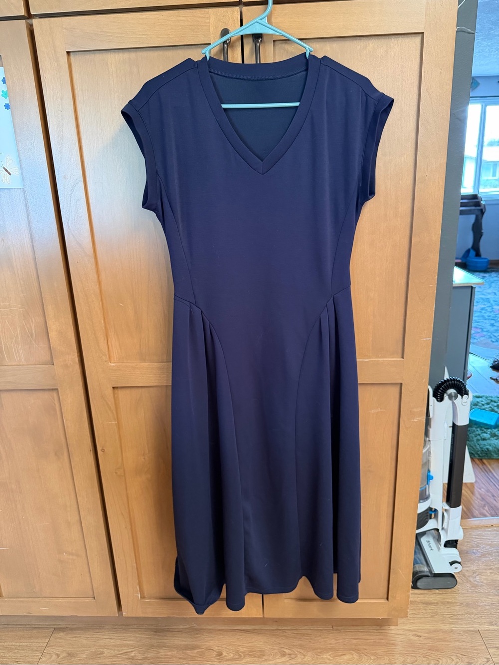 SHEIN Navy V-Neck Midi Dress